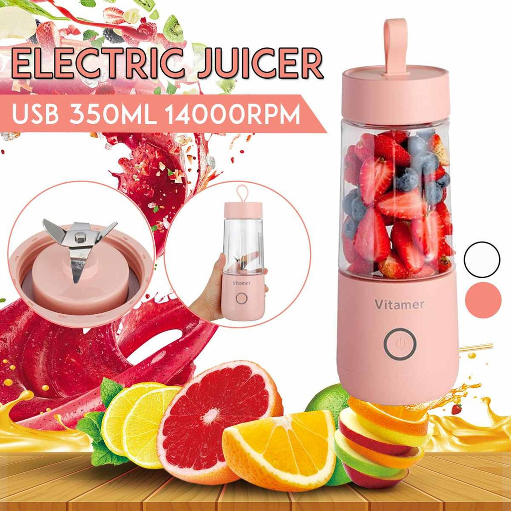 Gogetcart 350ml Portable Blender Juicer – USB Rechargeable Smoothie Maker Bottle with Stainless Steel Blades