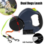 Gogetcart Retractable Dog Leash – Dual Small Dog Leash with Reflective Lights, 360° Swivel, Poop Bag Holder