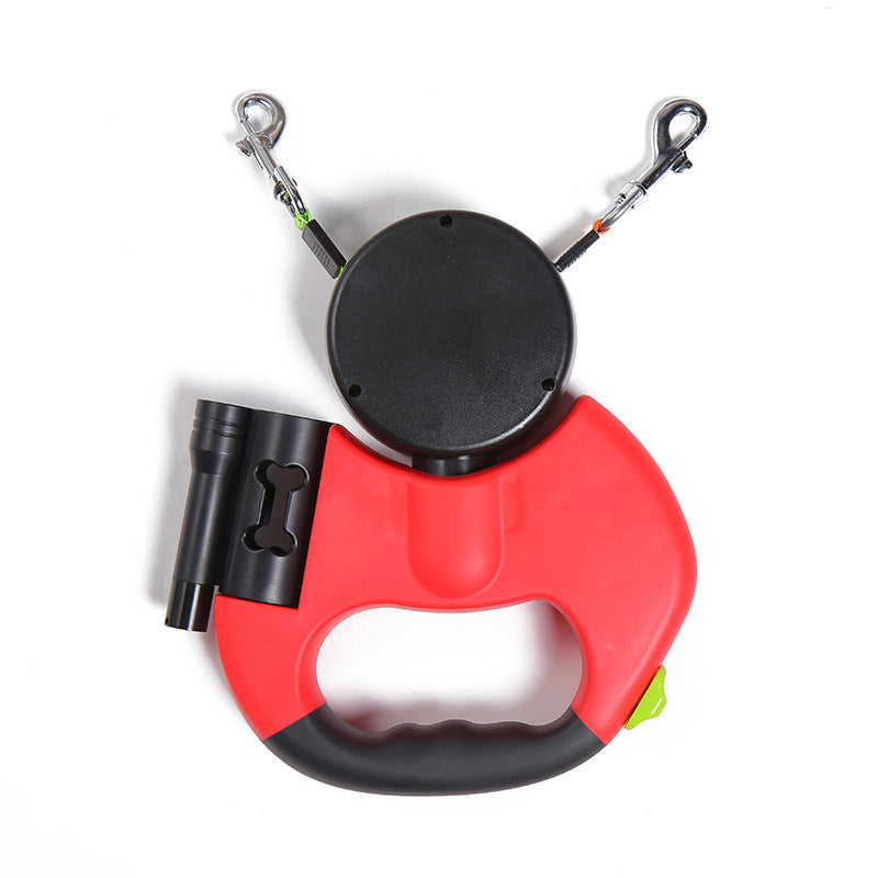 Gogetcart Retractable Dog Leash – Dual Small Dog Leash with Reflective Lights, 360° Swivel, Poop Bag Holder